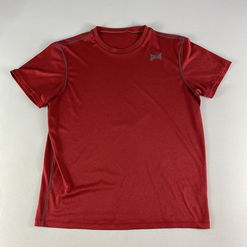 Tapout Shirt Mens Medium Red MMA Y2K Graphic Logo Stretch Fight Gym Short Sleeve